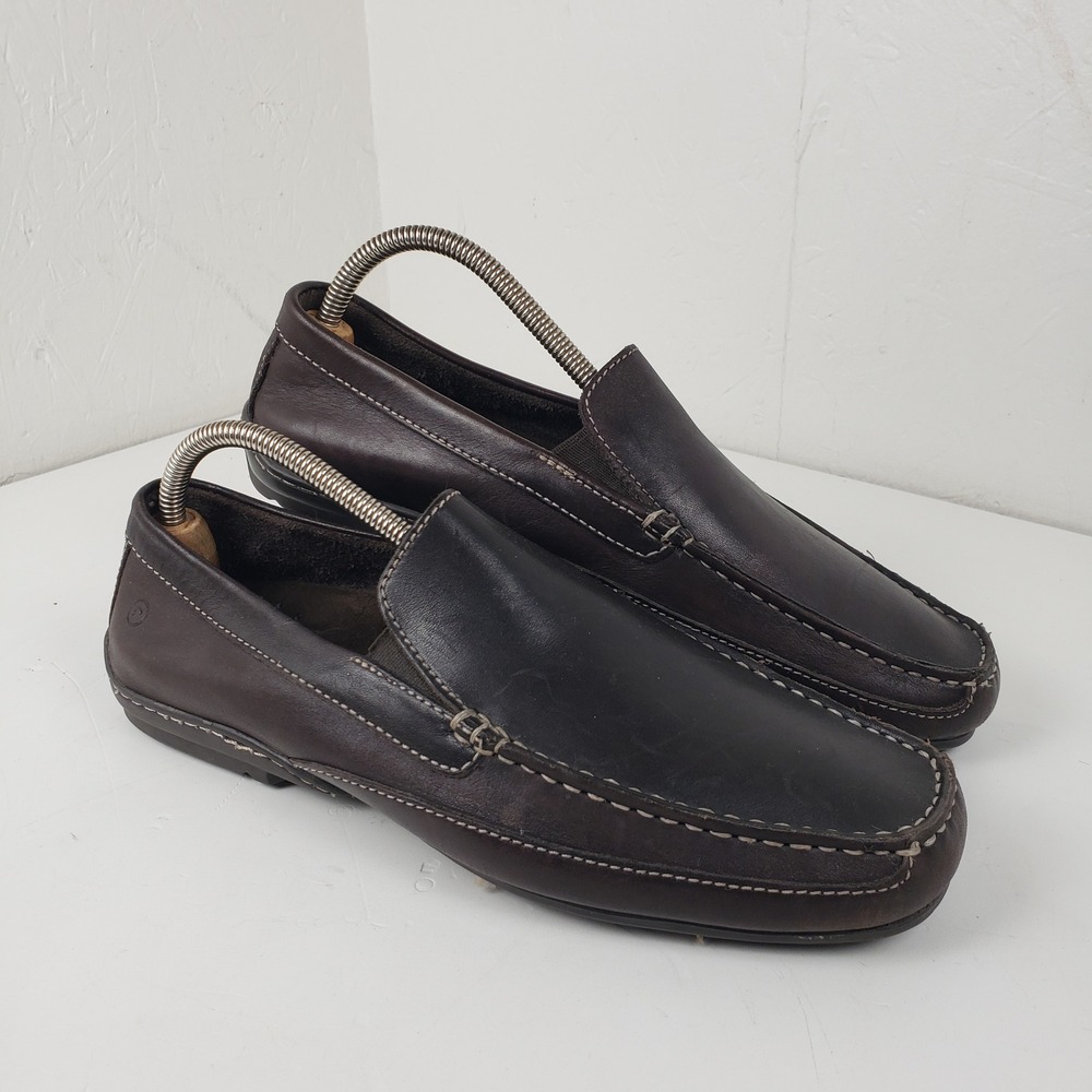 Rockport Mens Size 10 Callahan II Brown Leather Moc Toe Slip On Loafers K57095